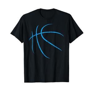 Blue Basketball Ball Minimalist Sports T-Shirt